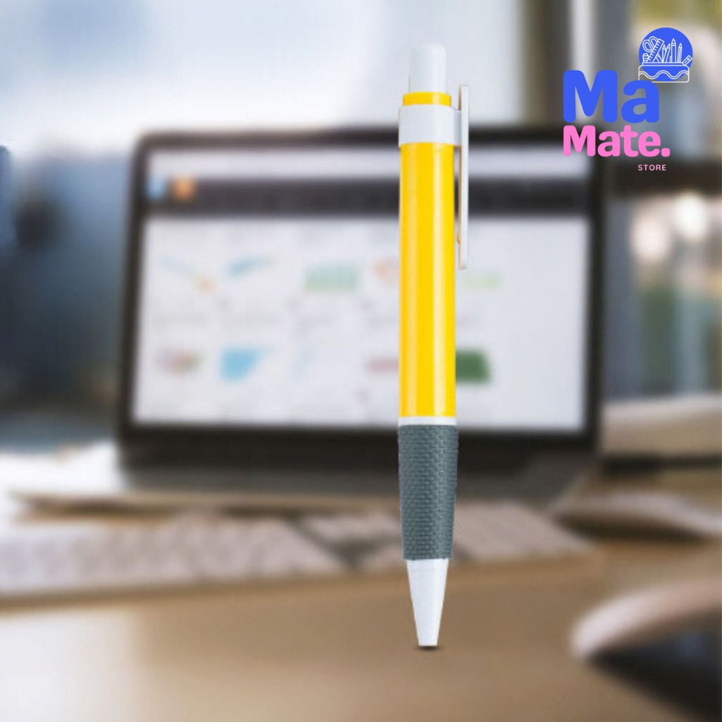 ปากกาหมึกน้ำเงิน หัว 0.7 แบบกด คละสี ปากกาลูกลื่น ที่จับกันลื้น /PEN-036