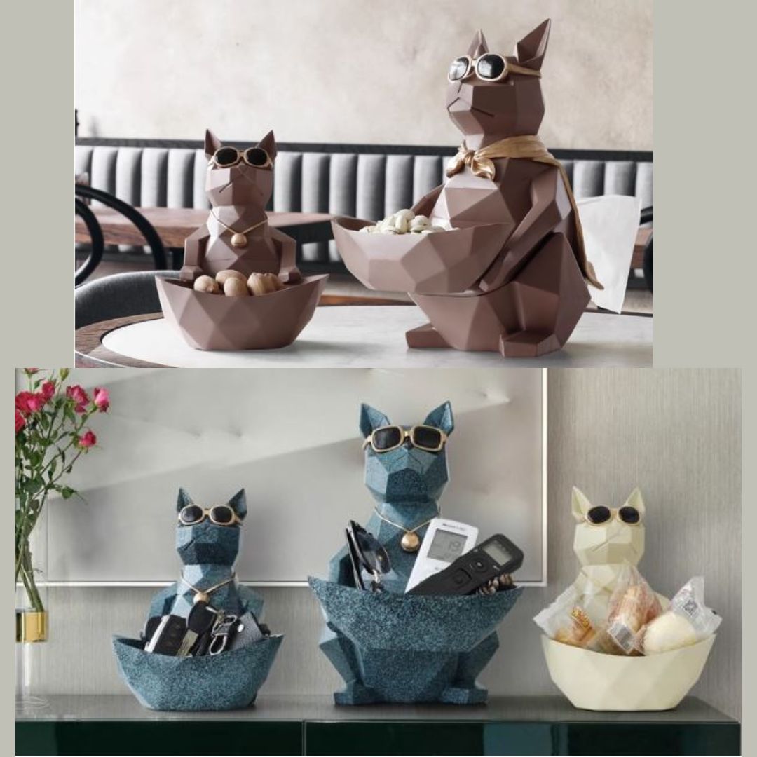 CT194I004 HOMMY กล่องทิชชู่แมวนำโชค กล่องทิชชู่น้องหมา ของแต่งโต๊ะ