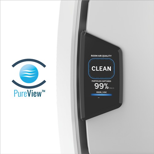 เครื่องฟอกอากาศ PRO AM3S PC (มีจอแสดงเปอร์เซ็นต์คุณภาพอากาศและมีขาตั้งพื้น) ยี่ห้อ Aeramax Fellowes (USA)