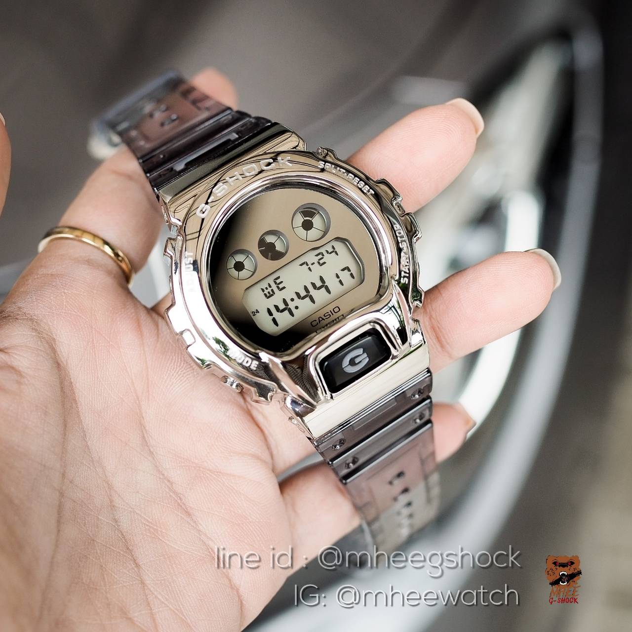 G-SHOCK Custom DW-6900SK Metal Face Silver Grey Jelly Strap