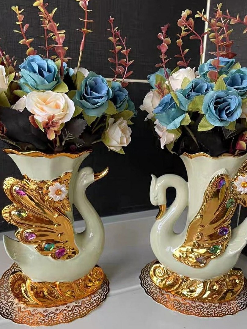 CT209E041 DECHOME แจกันเซรามิกยุโรป แจกันแต่งบ้าน ดอไม้ปลอม หงส์ European ceramic vase