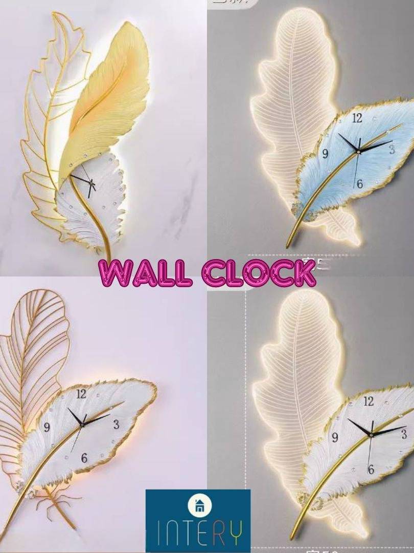 CT222C051 INTERY นาฬิกาขนนก Wall Clock Art นาฬิกาติดผนัง ไฟติดผนัง