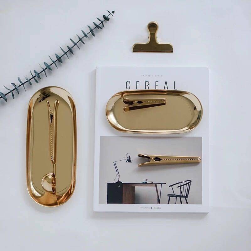 TS061D038 HOMMY ถาดสแตนเลส ถาดใส่อาหาร ถาดวางของ ถาดทองยาว ถาดทองยาวทอง ถาดทอง