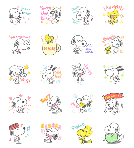 ขายสติกเกอร์ไลน์ Snoopy คำพูดสบายๆ ในลายเส้นวาดเล่น