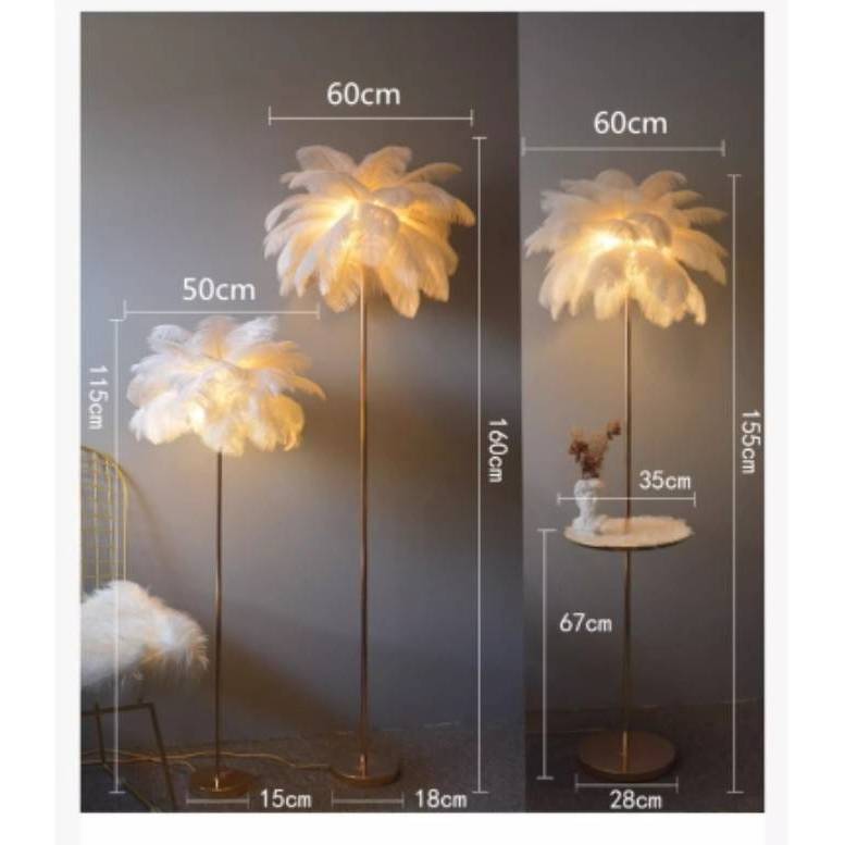 CT191A149 SOTMIA โคมไฟตั้งพื้นขนนกกระจอกเทศพร้อมรีโมท โคมไฟแบบชาร์จไฟได้ Feather โต๊ะกาแฟ Lamp