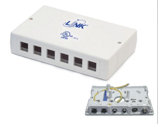 US-2406 : Surface สีขาว Mount Box 6 Port