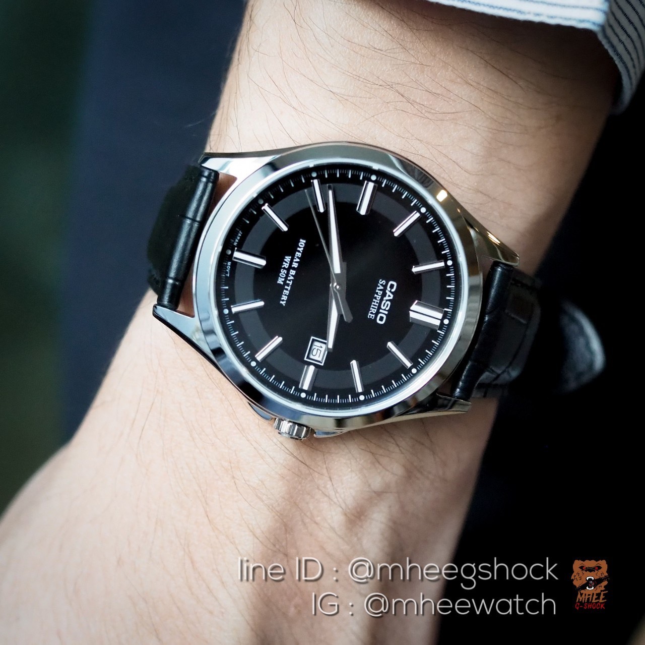 Casio รุ่นTop กระจกSapphire สายหนังจรเข้