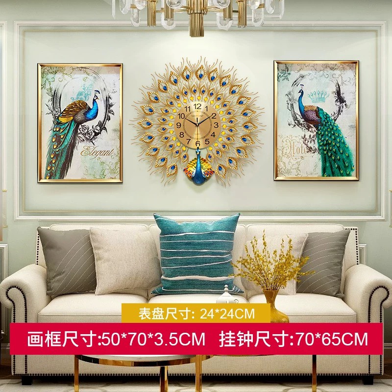 CT024C003 INTERY นาฬิกาติดผนัง นาฬิกานกยูง นาฬิกาตกแต่งห้อง นาฬิกาตกแต่งบ้านแบบหรู PEACOCK WALL CLOCK HOME DECORATE