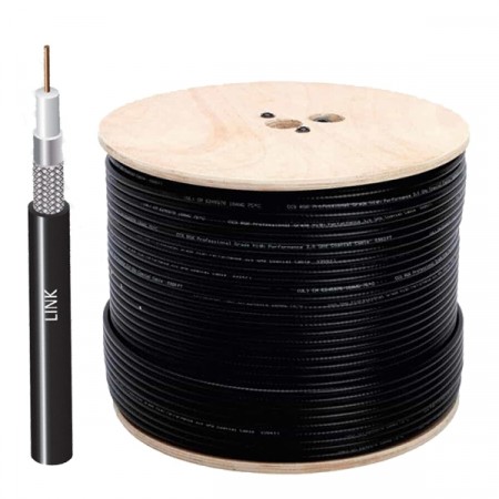 LINK CB-0109S+3 RG 6/U Cable Black Jacket, 96% Shield STANDARD+ 300m./Pull Box.