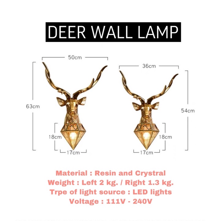 CT083A041 SOTMIA หัวกวาง โคมไฟ #โคมไฟหัวกวาง โคมไฟติดผนัง แต่งห้อง แต่งบ้าน เสริมฮวงจุ้ย เสริมดวง ให้กับห้อง ให้บ้าน
