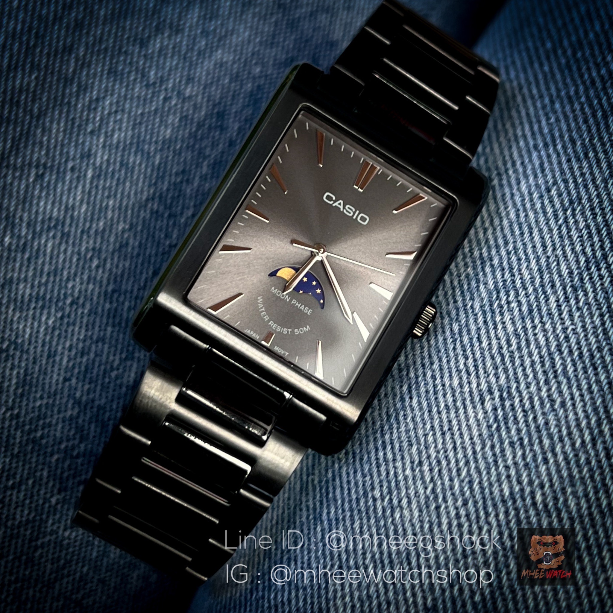 Casio Moon Phase New Arrival Gun Metal Dial Black Strap