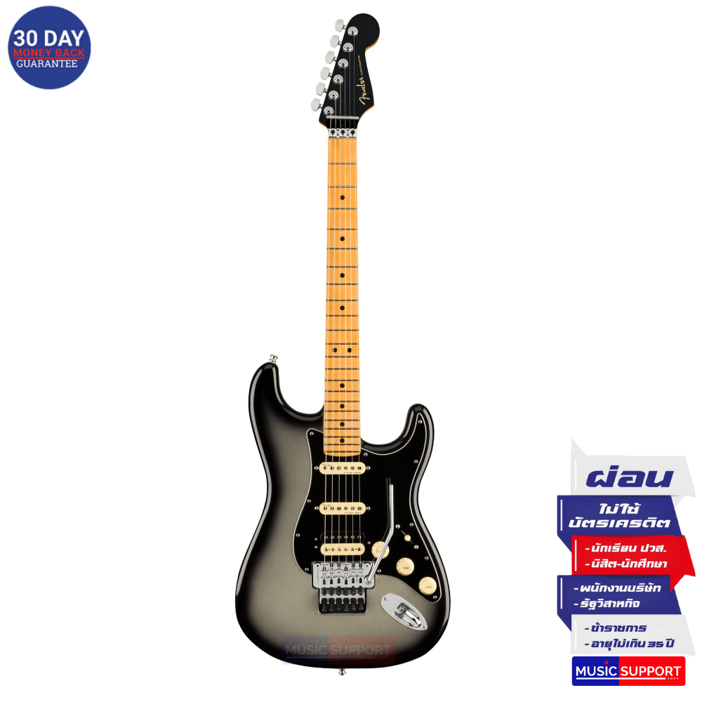 กีตาร์ไฟฟ้า Fender American Ultra Luxe Stratocaster MN Floyd Rose HSS SilverBurst