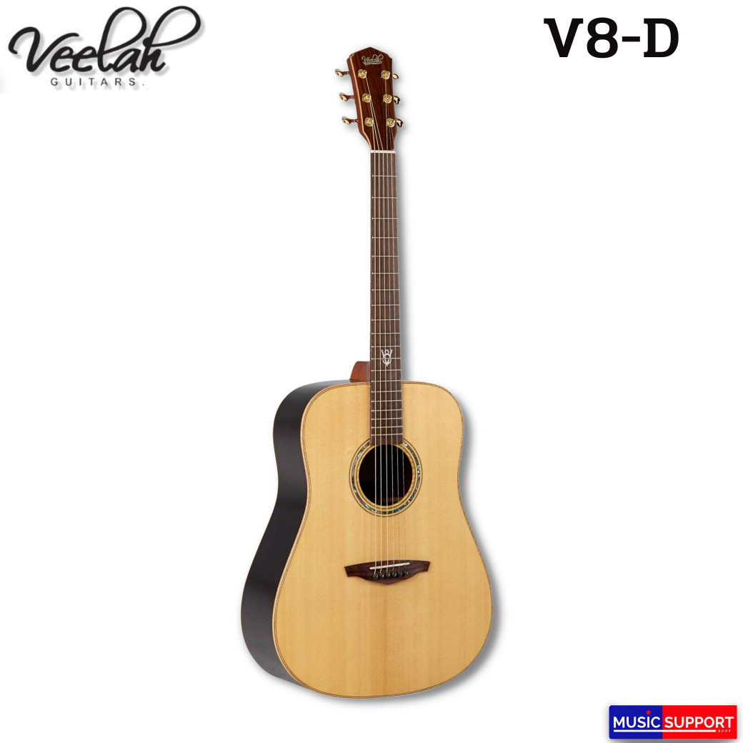 Veelah V8-D กีตาร์โปร่งทรง Dreadnought All Solid with Deluxes Hard Case