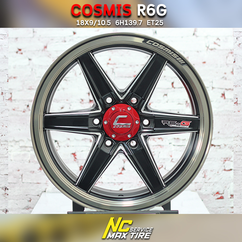 ล้อแม็กขอบ18 COSMIS R6G สีดำ ขอบโครเมี่ยม สำหรับรถกระบะ (ราคา4วง)