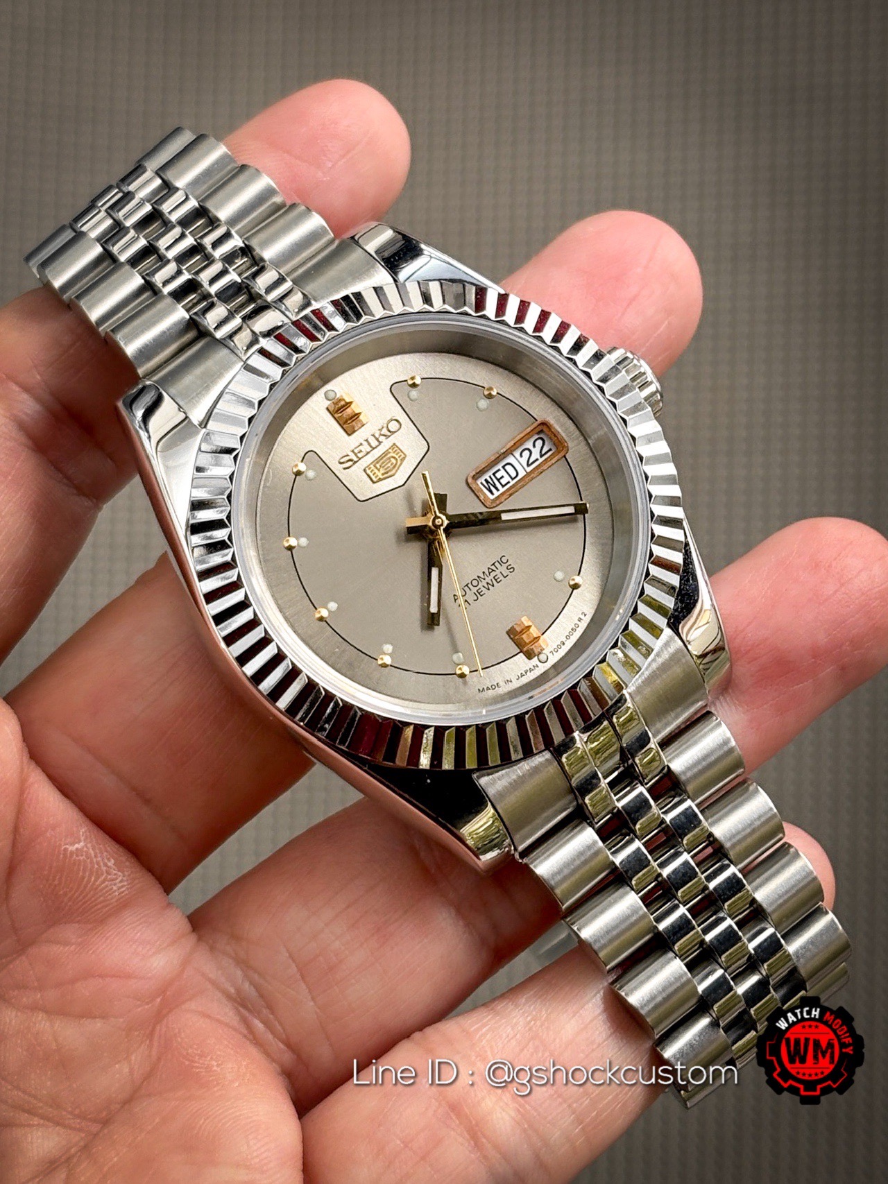 SeikoMod Datejust Vintage Silver Gold Dial Upgrade 24Jewels Jubilee Strap 39MM