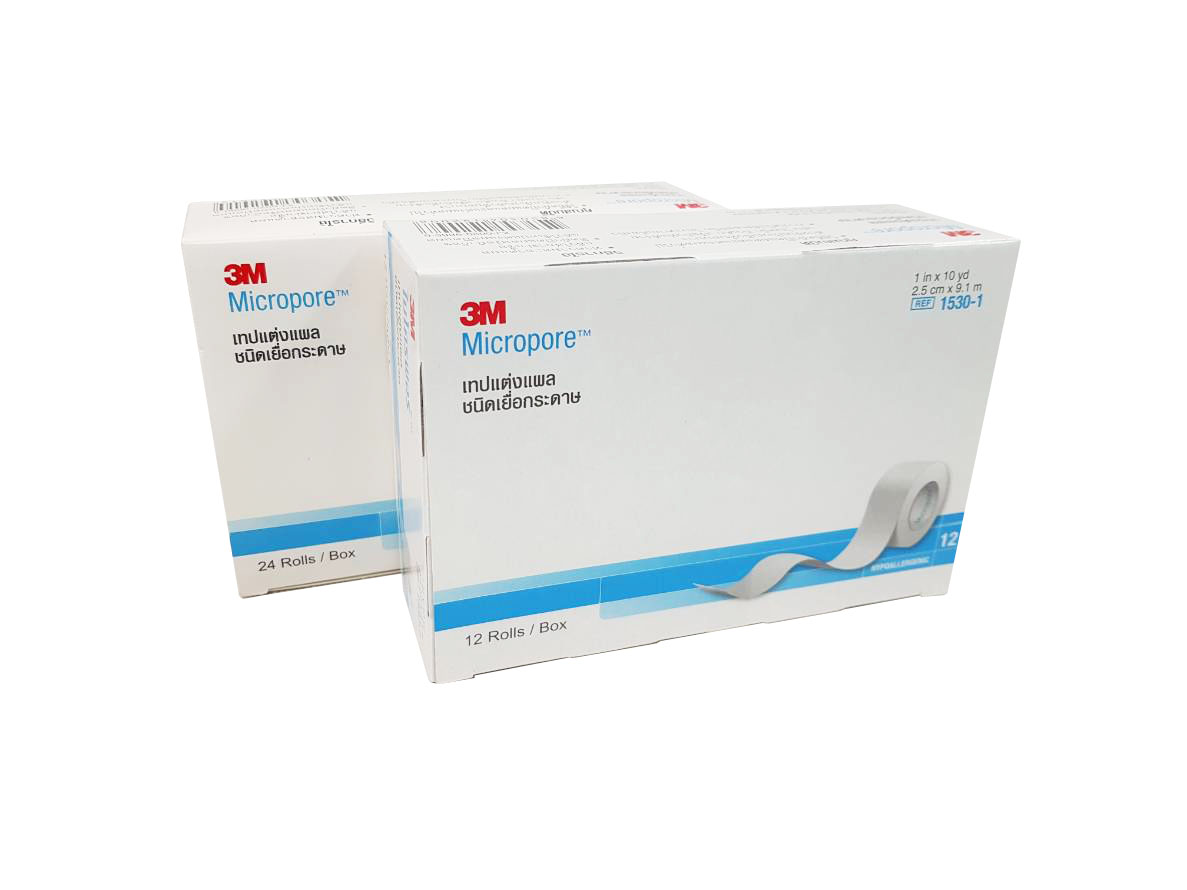 3M Micropore เทปแต่งแผลชนิดเยื่อกระดาษ(ยกกล่อง 12 ม้วน)