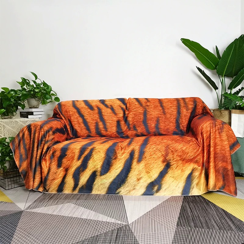 CT033F003 UTSUKUSHI ผ้าคลุมโซฟา ผ้าคลุมโต๊ะ ลายเสือ ผ้าคลุมเตียง ตกแต่งห้อง sofa cover chair cover bed cover