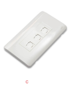 US-2333 : SHINY EXCLUSIVE FACE PLATE 3 PORT w/Shutterหน้ากากขาวเงาสวยสุดหรู มีชัตเตอร์