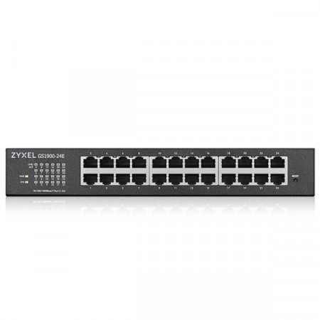 Zyxel GS1900-24E 24-port GbE Smart Managed Desktop Switch + Free 19" Rack-Mount 24 Ports 10/100/1000BASE-T