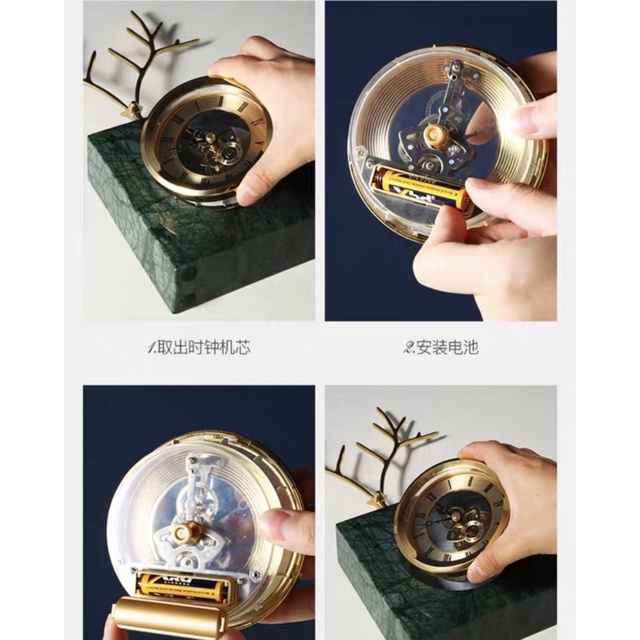 CT085C019 INTERY นาฬิกาหรูตั้งโต๊ะ นาฬิกาตั้งโต๊ะ นาฬิกาแต่งห้อง นาฬิกาฮวงจุ้ย นาฬิกาสีทองตั้งโต๊ะ European-style table