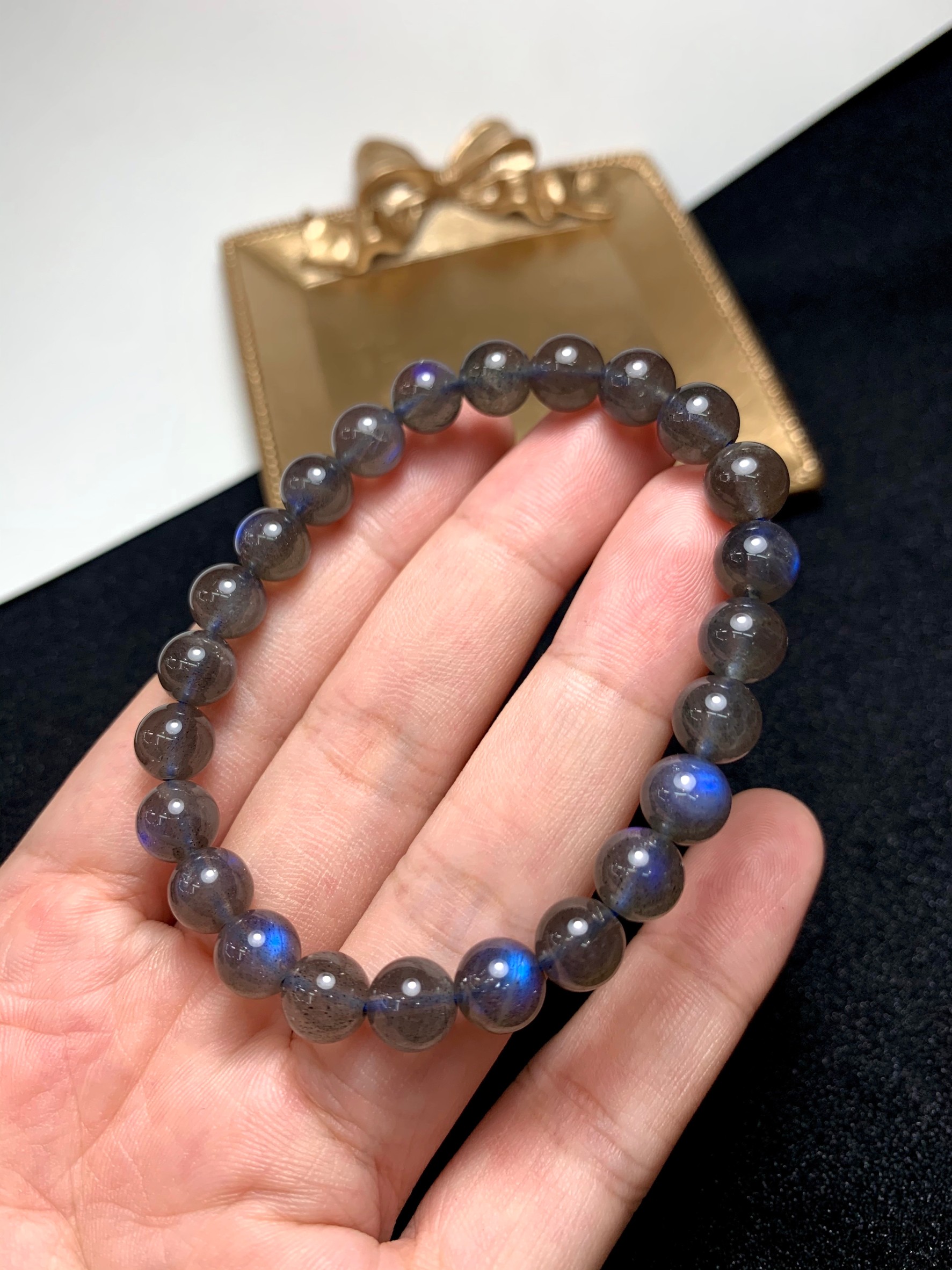 แบล็คลาบลาโดไลน์ 🖤 Black Labradorite AAA+ สวยมากก เนื้อใส สีดำ เหลือบฟ้าชัด
