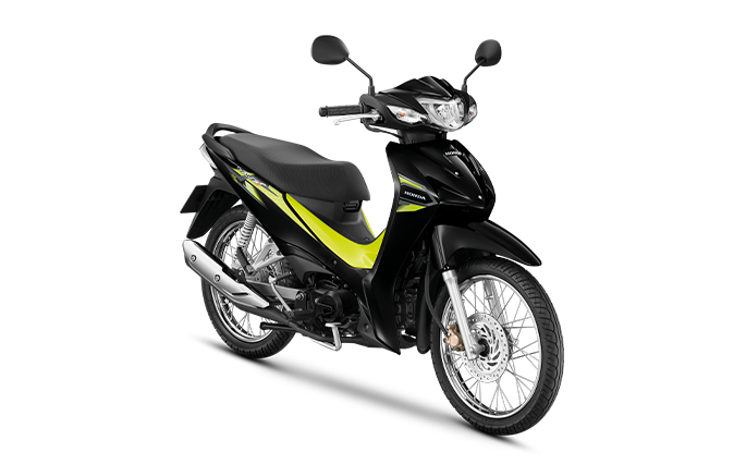 ฮอนด้า เวฟ110ไอ Honda Wave110i ล้อซี่ลวด สตาร์ทมือ ดิสก์เบรกหน้า มี 3 สี ดำ-เหลือง (B-Y), น้ำเงิน-ดำ (BUB), แดง-ดำ (R-B)