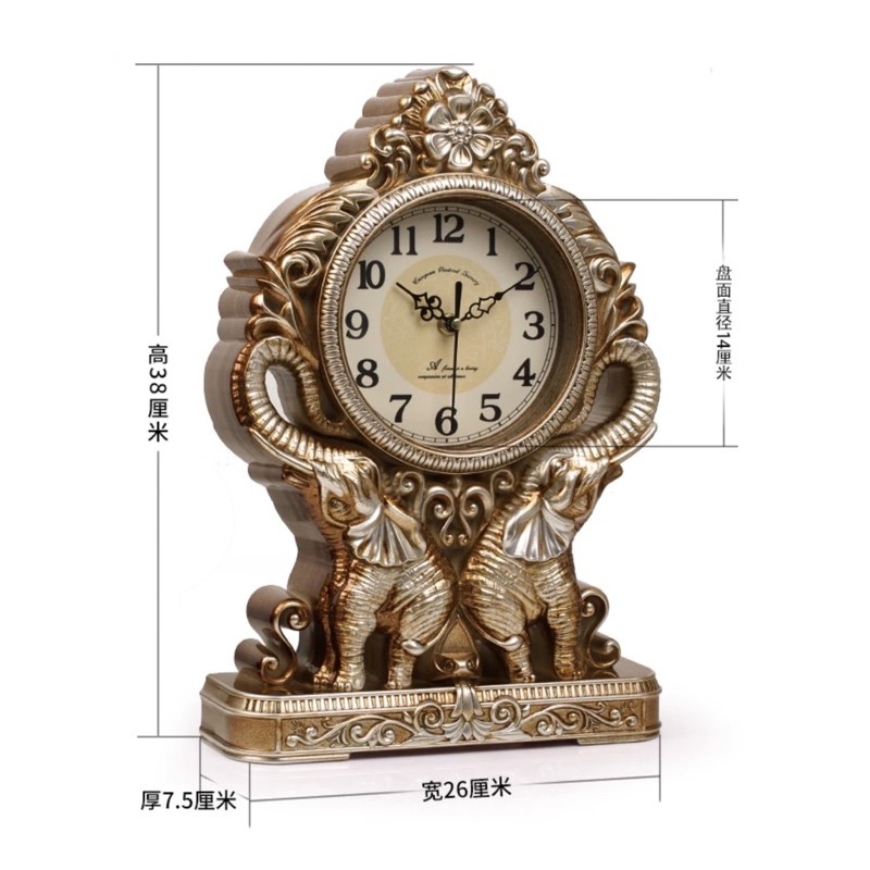 CT027C009 INTERY นาฬิกาตั้งโต๊ะ นาฬิกา นาฬิกาสวย นกยูง นกยูงตกแต่ง ช้างตกแต่ง table clock peacock elephant home decor