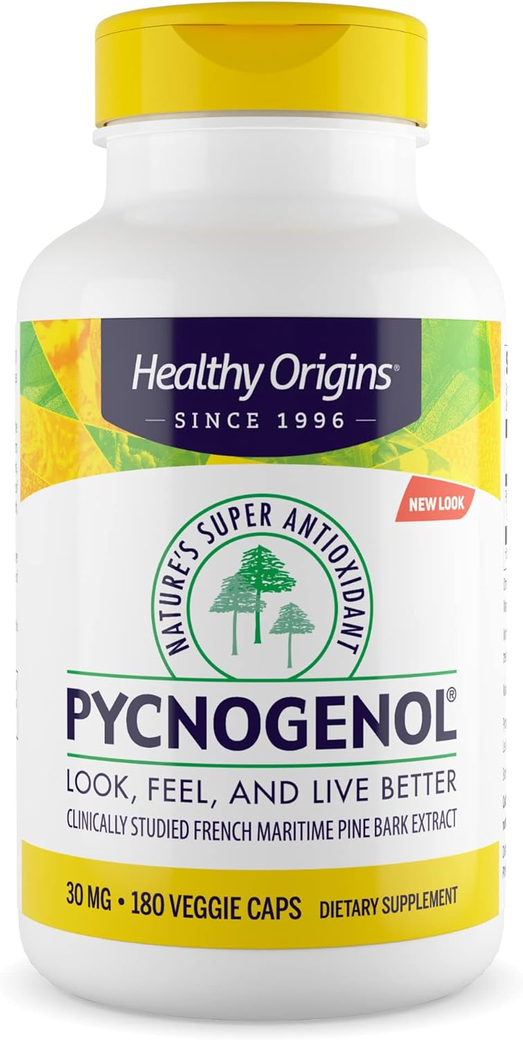 Healthy Origins Pycnogenol 30 mg อาหารเสริมสารสกัดจากเปลือกสนที่ฝรั่งเศส ช่วยต้านอนุมูลอิสระ ขนาด 180 เม็ด