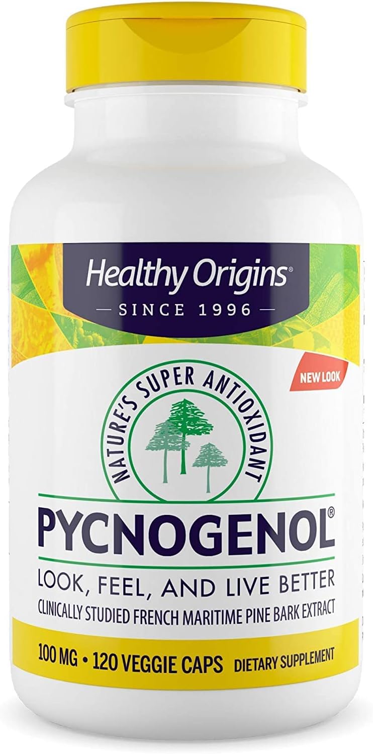 Healthy Origins Pycnogenol 100 mg อาหารเสริมสารสกัดจากเปลือกสนที่ฝรั่งเศส ช่วยต้านอนุมูลอิสระ ขนาด 60 แคปซูล