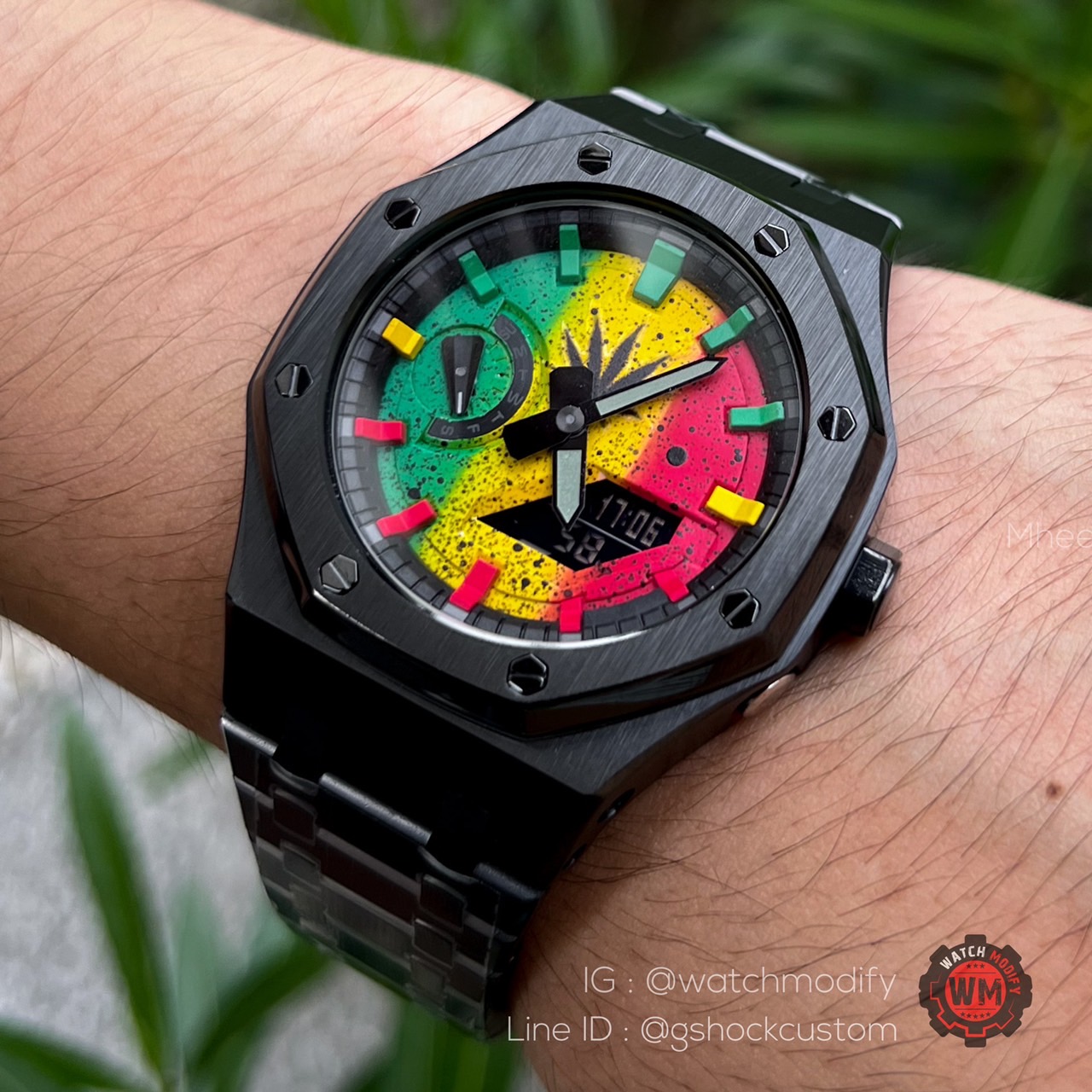 นาฬิกาข้อมือ G-Shock Rasta พลังใบ Full Metal Steel ทั้งเรือน แต่งแบบ เรกเก้สไตล์