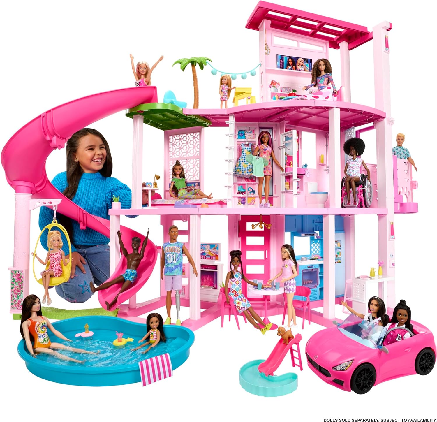 บาร์บี้ดรีมเฮาส์ บ้านตุ๊กตาบาร์บี้หลังใหญ่ Barbie Dreamhouse 75+ Pieces Pool Party Doll House