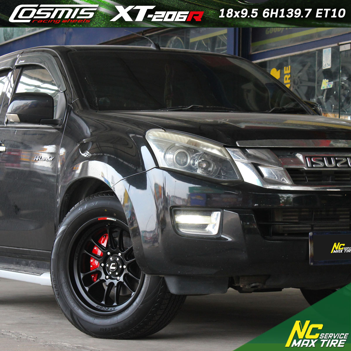 Isuzu Dmax / Cosmis / XT206R / ล้อแม็กสีดำด้านทั้งวง / 18x9.5 6H139.7 ET10 / ล้อแม็กสวยๆ / NC