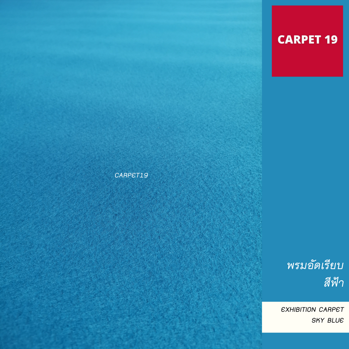 ราคาต่อเมตร>>CARPET19 พรมอัดเรียบ รุ่น M1.5 สีฟ้า หนา 2.0 มม.กว้าง 1.5 เมตร