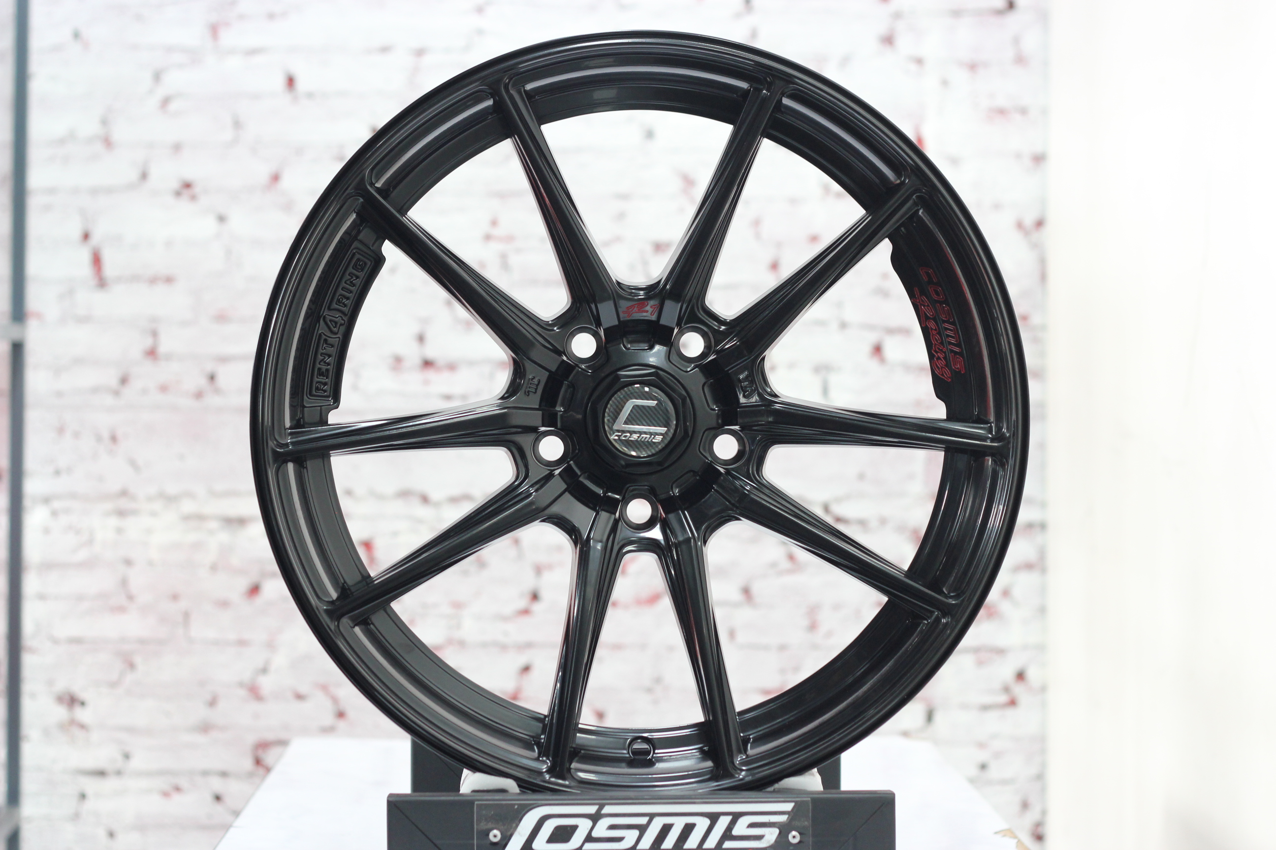 ล้อแม็กขอบ17 COSMIS R1 สีดำด้านทั้งวง cncตัวหนังสือสีแดง(Custom) สำหรับรถเก๋ง/กระบะ (ราคา4วง)