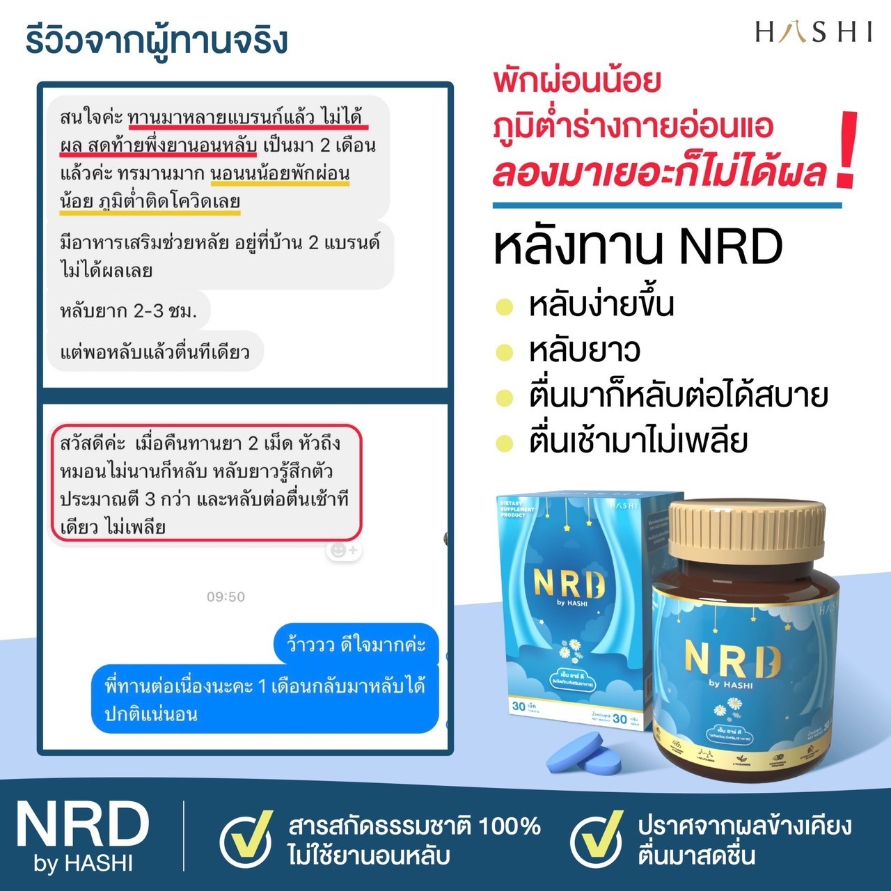 NRD สารสกัดธรรมชาติช่วยเรื่องนอนหลับ เซ็ตขายดีที่สุด 2 กล่อง