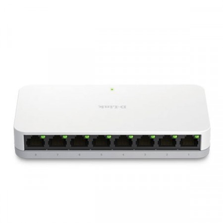 D-Link DGS-1008A 8-Port Gigabit 10/100/1000 Mbps RJ45 Unmanaged Desktop Switch, Plastic Case