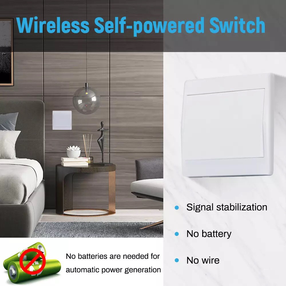 Wireless Switch สวิตช์ไร้สายอัจฉริยะ แบบ 1 ช่อง 2 ช่อง และ 3 ช่อง ไม่ต้องเดินสายไฟ ติดตั้งง่าย
