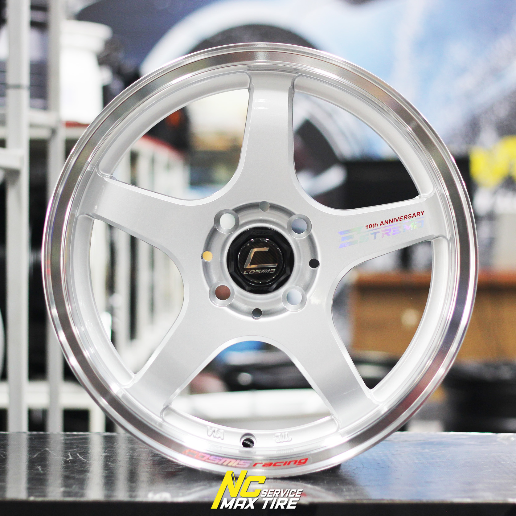 ล้อแม็กขอบ15 / Cosmis / Estremo / 10TH Anniversary / ล้อแม็กสีซิลเวอร์ขอบเงา / 15x7.0 4H100 ET35 / Extend Tech / CityCar / EcoCar