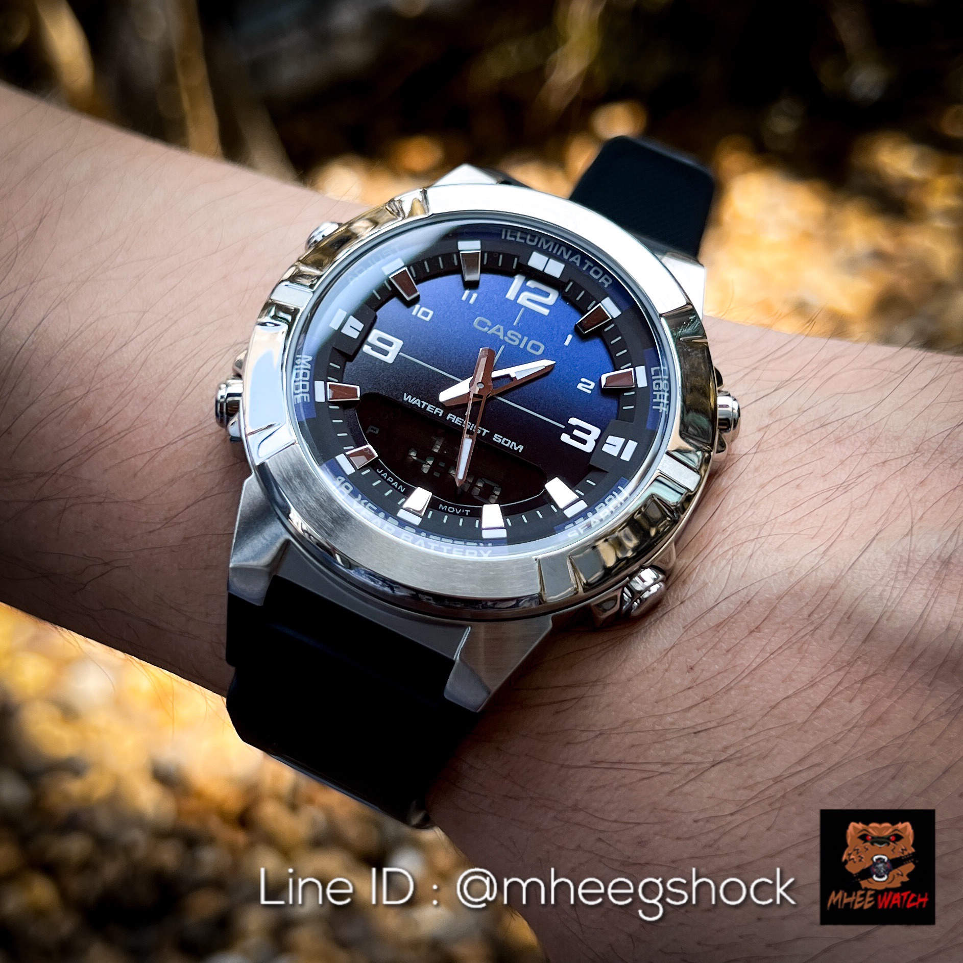 Casio Steel Navy Blue Shine Dial Black Strap