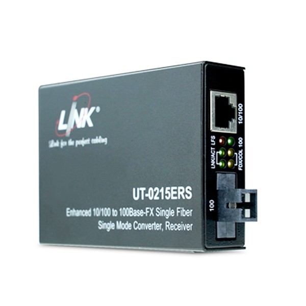 UT-0215ERS-20 10/100 SINGLE F.O. CONVERTER, SC (SM) w/AC Adapter 20 km
