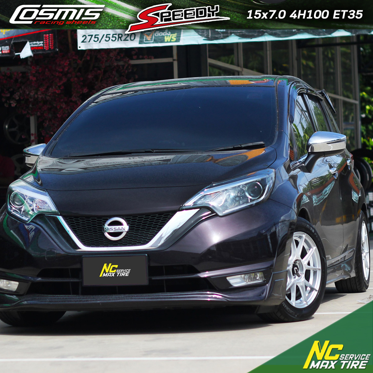 NCชลรีวิว.EP268 NISSAN NOTE COSMIS : SPEEDY 15x7.0 4H100 ET35 ล้อแม็กสีซิลเวอร์ทั้งวง