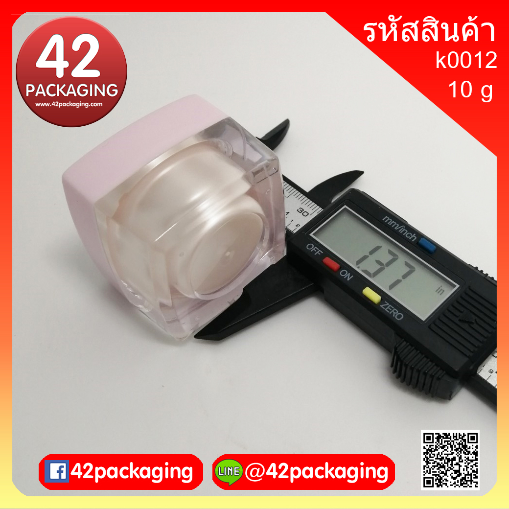 k0012-10g ถ้วยชมพูเงา ฝาชมพู #ตัวเล็ก#กระปุกเหลี่ยม ตัวใส ฝาชมพู ถ้วยชมพูเงา 10g (7069)