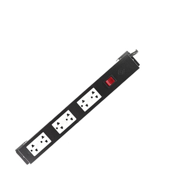 19" GERMANY G7-00006B AC Power Distribution 6 Universal Outlet w/Cable 3 M. & Surge Protection, Black