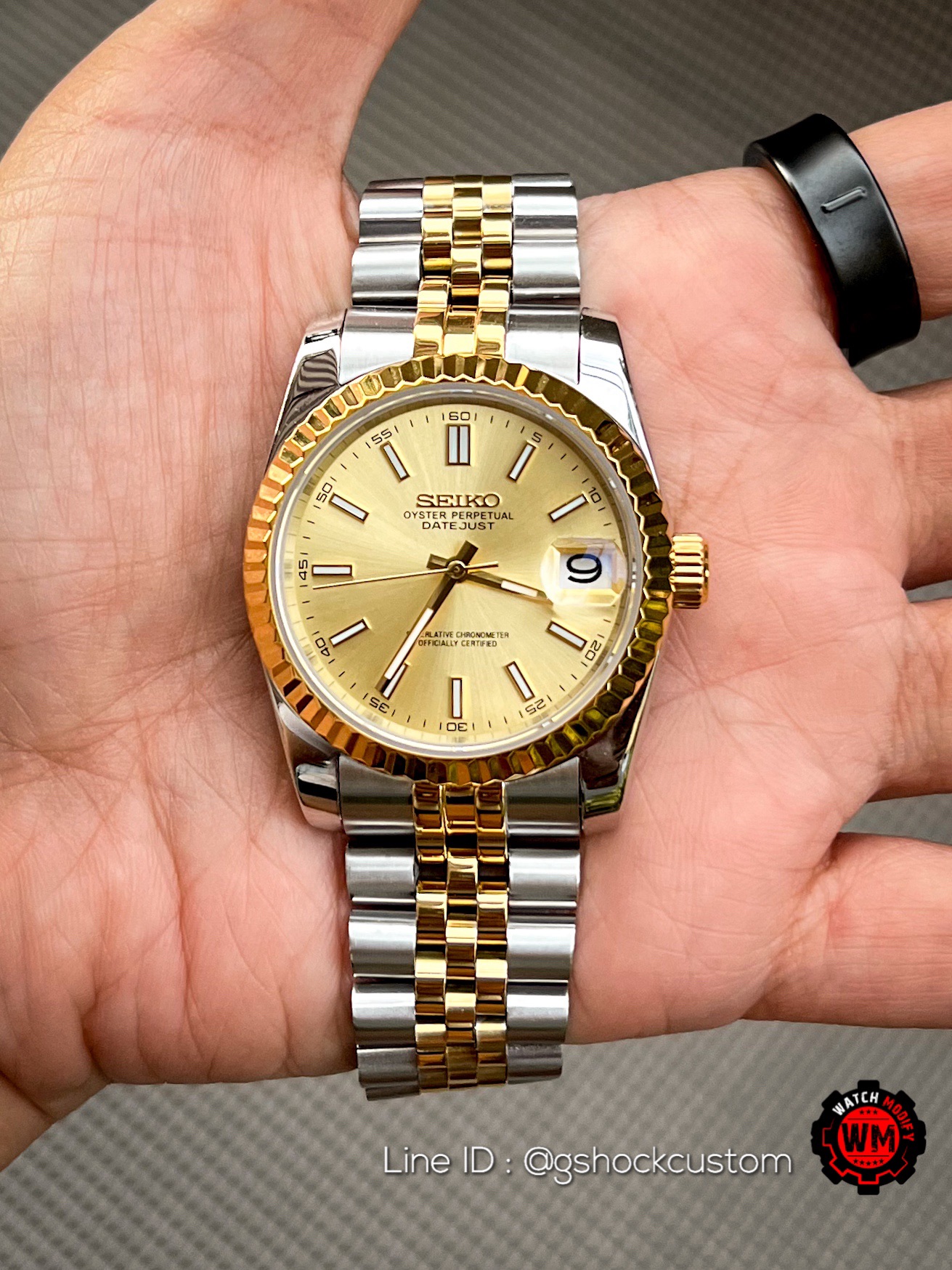Seikomod Datejust Yellow Gold Twotone Jubilee Strap 39mm