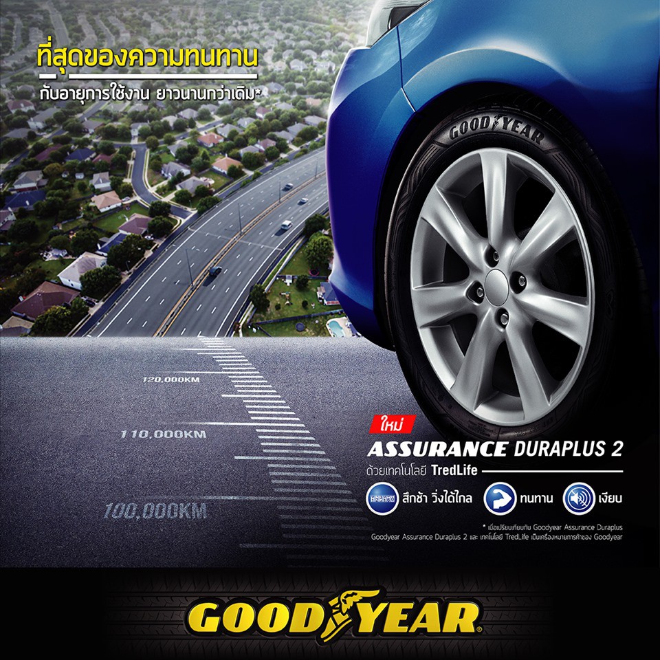 ยางgoodyear assurance duraplus 2 สำหรับรถเก๋ง 185/60r15, 195/55r15, 195/65r15 ยางใหม่ปี21