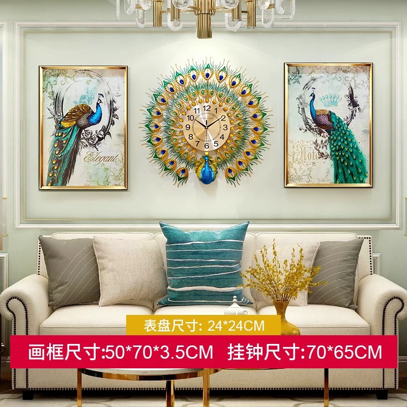 CT024C003 INTERY นาฬิกาติดผนัง นาฬิกานกยูง นาฬิกาตกแต่งห้อง นาฬิกาตกแต่งบ้านแบบหรู PEACOCK WALL CLOCK HOME DECORATE