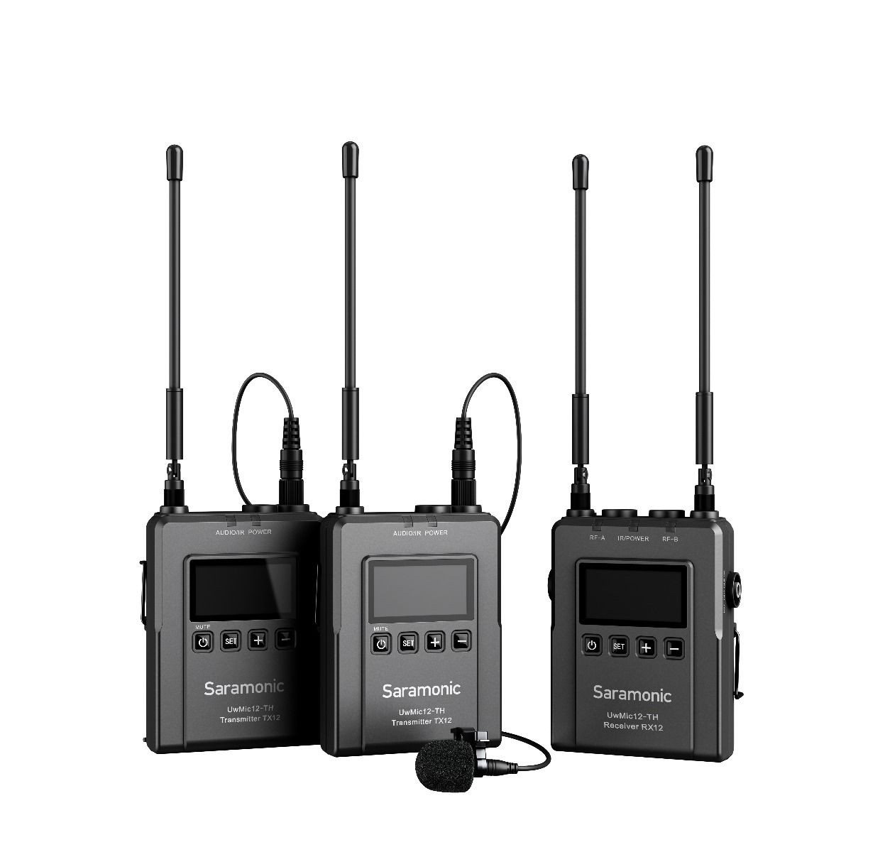 Saramonic Uwmic 12 TH Set 2 (RX12+TX12+TX12) ไมโครโฟนไร้สาย คลื่น UHF (1ตัวรับ+2ตัวส่ง)