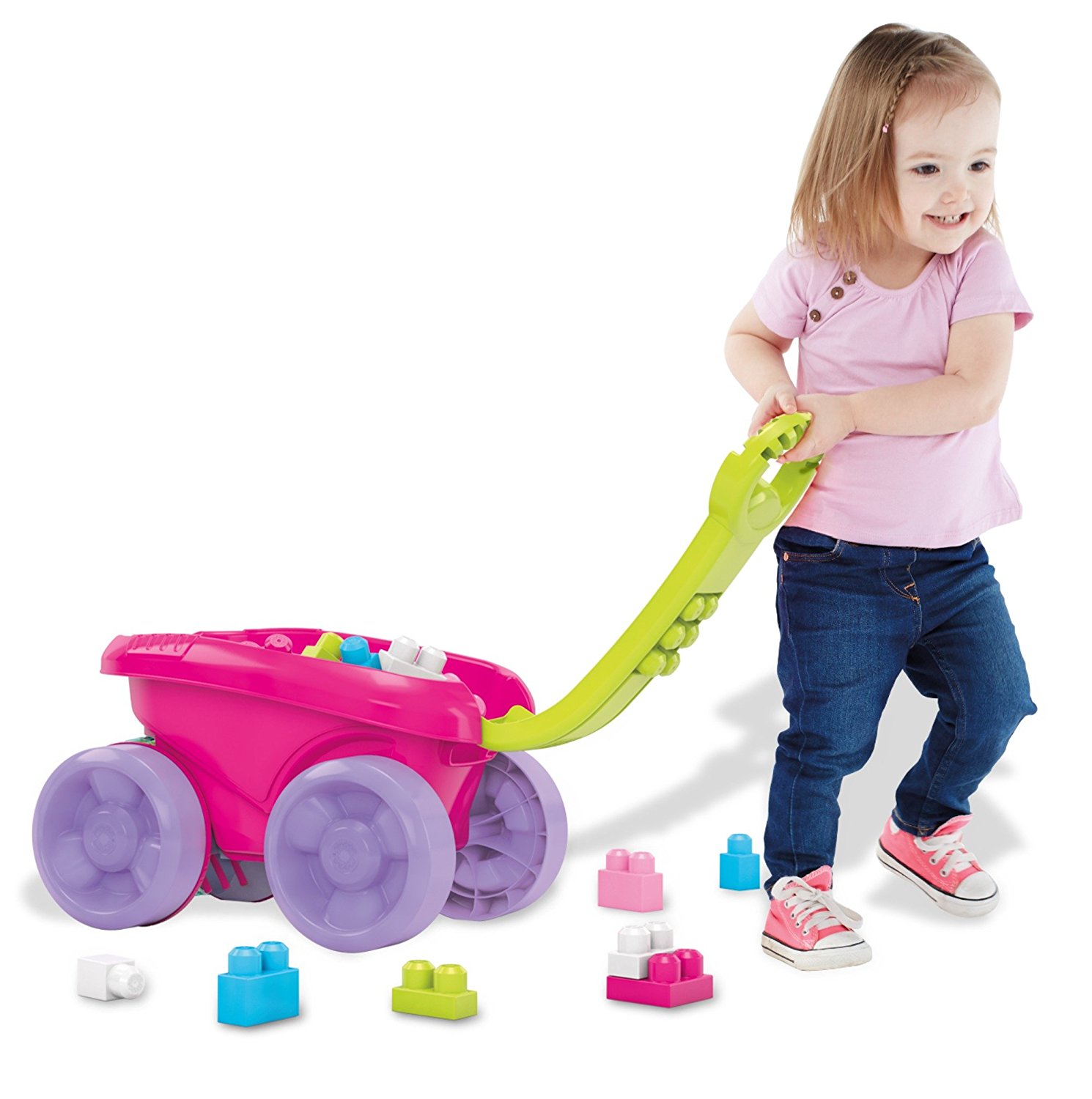 Mega Bloks Block Scooping Wagon Set,Pink บล๊อครถลากจูง