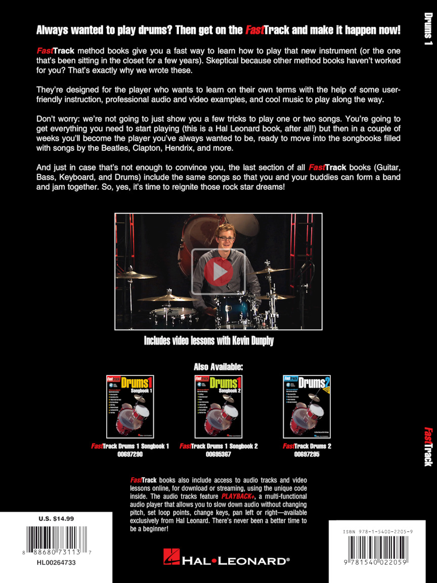 หนังสือเรียนตีกลอง Fast Track Drum Method Book 1 (FastTrack Drum Method Starter Pack Media Online)