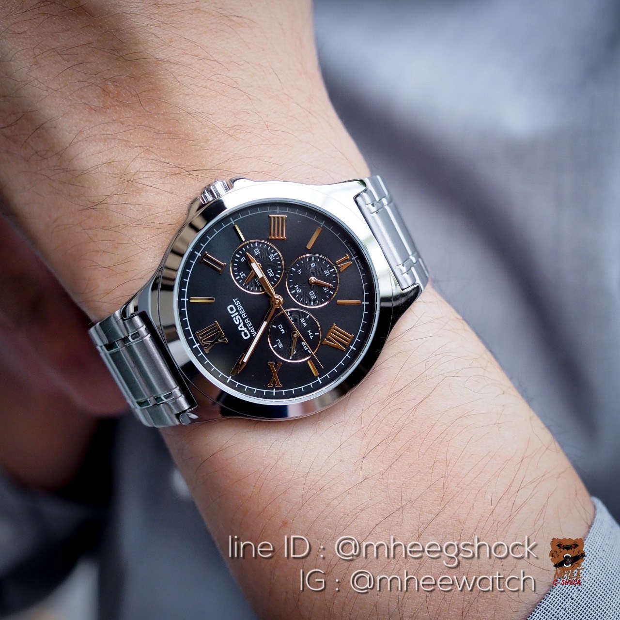 Casio หน้า Daytona สี Gold Black หลักเลขโรมันสีทอง